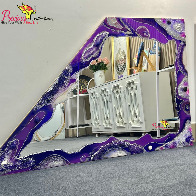 Epoxy Resin Mirror With Crystal Stones