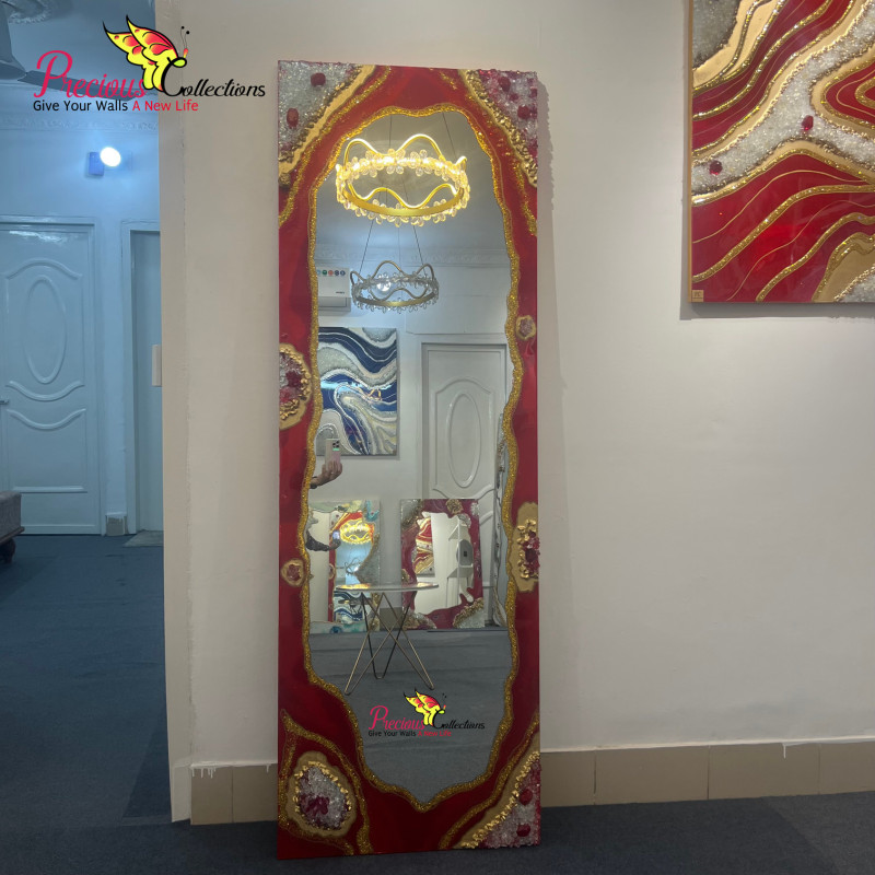 Epoxy Resin Mirror With Crystal Stones