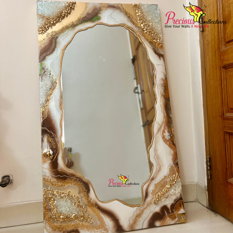 Epoxy Resin Mirror With Crystal Stones
