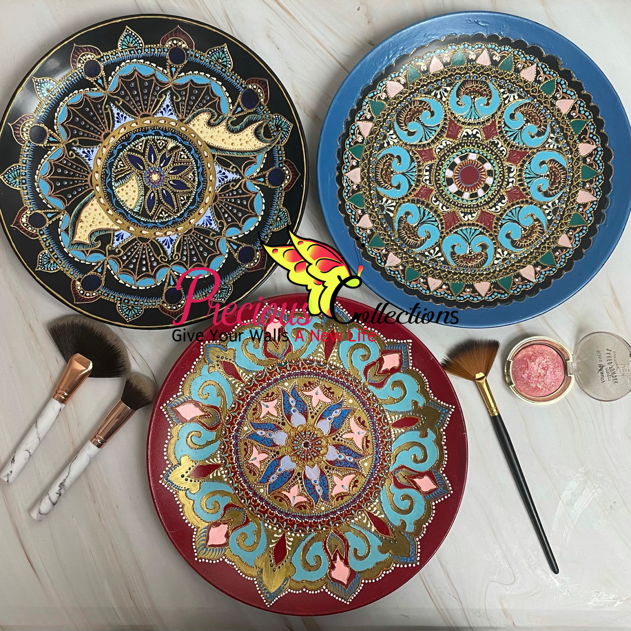 Turkish Theme Texture Hand Painting on Ceramic Plates