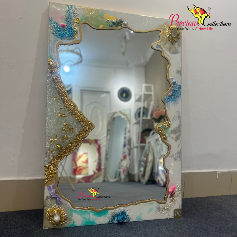 Epoxy Resin Mirror With Crystal Stones